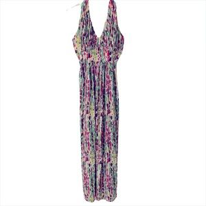 K. Jordan speckled multicolor print summer maxi dress size 4